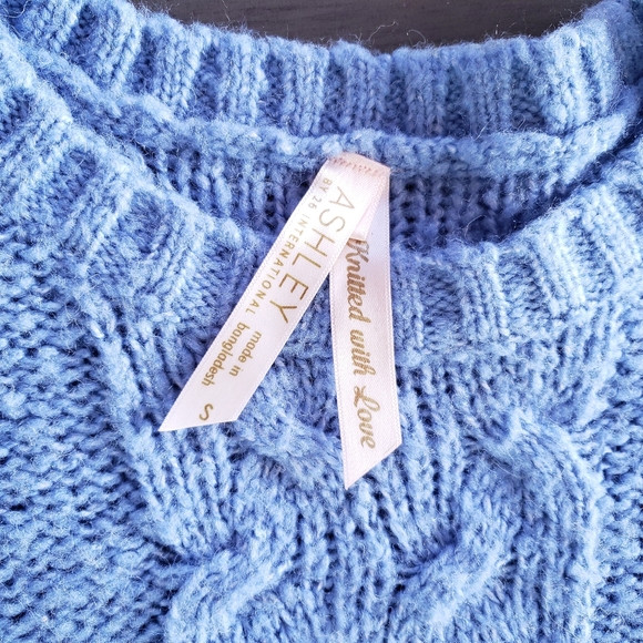 Ashley Powder Blue Cable Crew Sweater - Picture 2 of 6